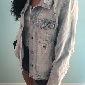 Light Wash Ripped Jean Jacket